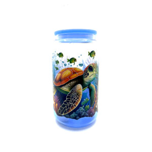 Verre avec Paille Réutilisable – Motif tortue