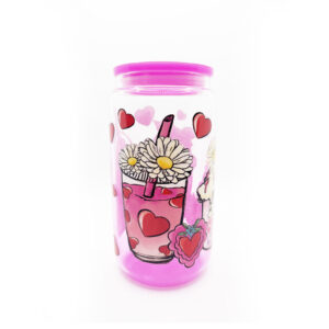 Verre avec Paille Réutilisable – Motif smoothie