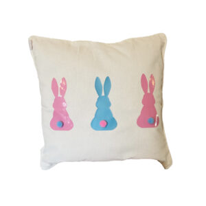 Coussin décoratif avec lapins colorés – Rose & Bleu