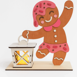 Pain d'épice en bois avec lanterne lumineuse