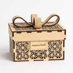 Boîte cadeau en bois “Joyeux Noël” – gravée et décorative