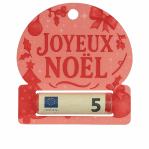 Carte “Joyeux Noël” porte-billet – support cadeau en bois