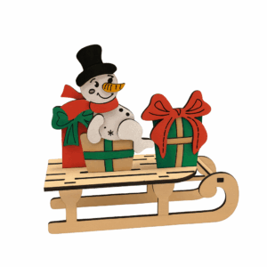 Bonhomme de neige sur traîneau – Décoration de Noël en bois