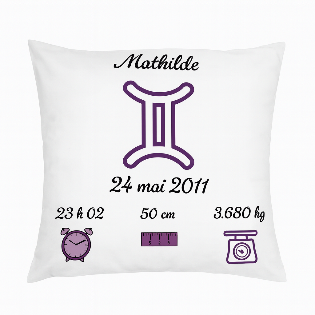 Coussin Souvenir Naissance Personnalisé
