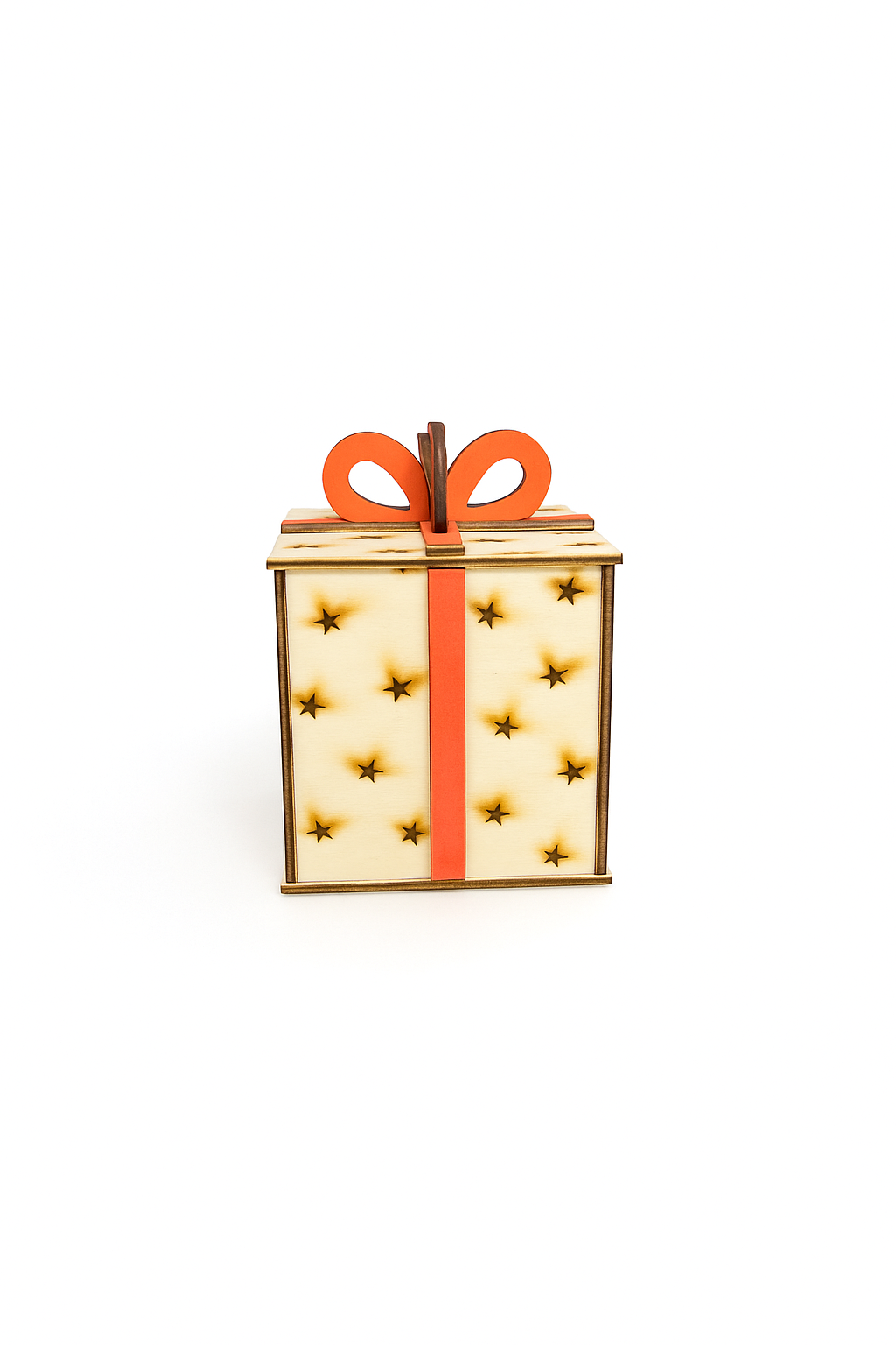 đ Petite BoĂźte Cadeau en Bois â DĂ©cor Ătoiles et NĆud Rouge