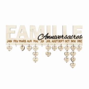 Calendrier des Anniversaires Familiaux en Bois – Personnalisable