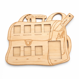 Cadre photo scolaire en bois personnalisé – Cartable de l’école primaire