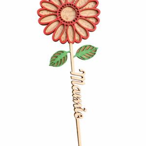 Fleur décorative personnalisée en bois – Cadeau Mamie rempli d’amour