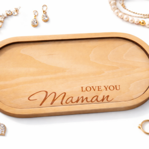 Plateau vide-poche en bois personnalisé – Love you Maman
