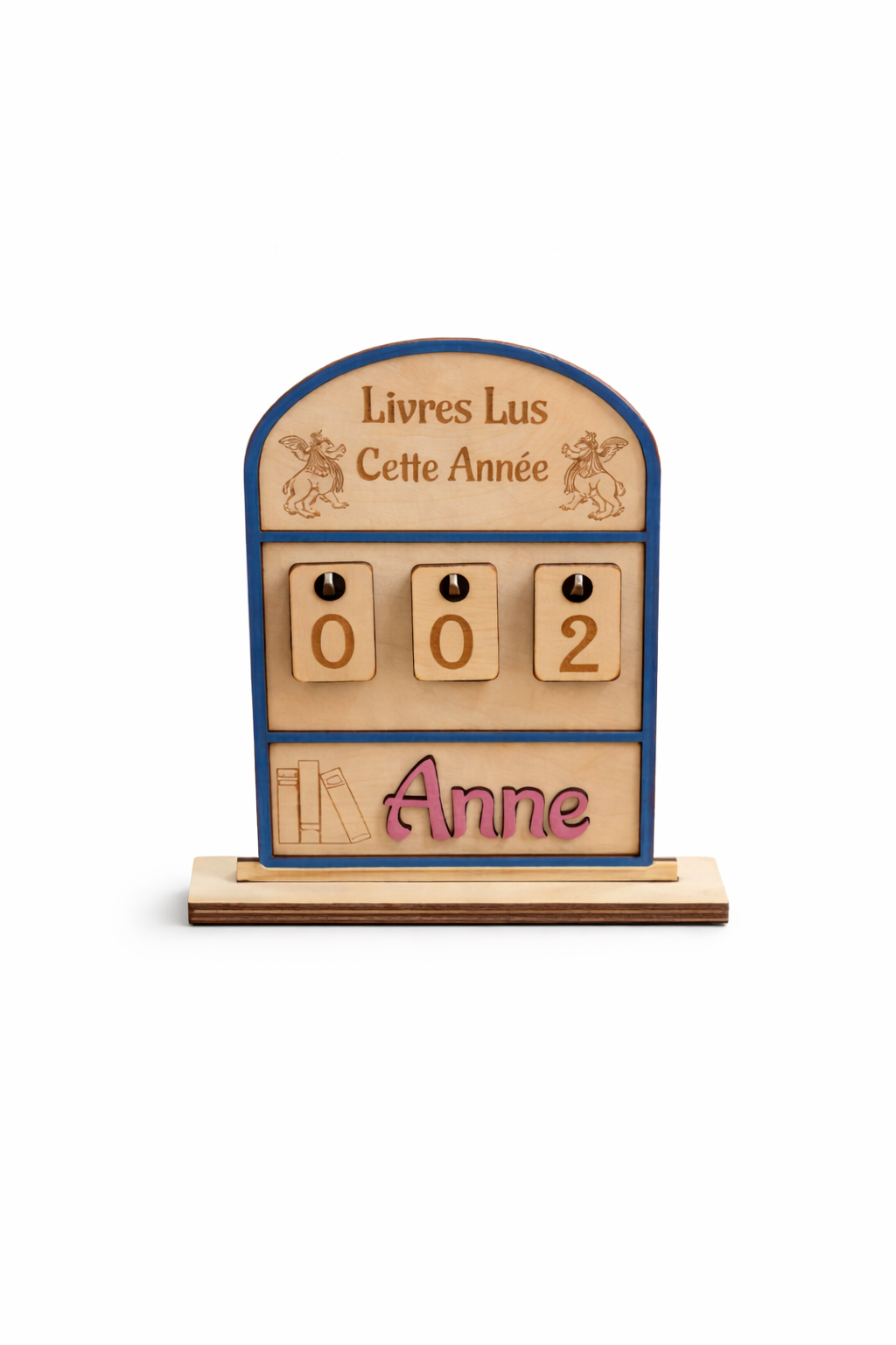 Compteur de livres lus personnalisé en bois