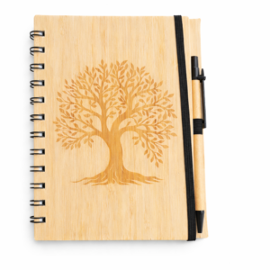 Carnet en bambou gravé avec stylo – Écologique & élégant