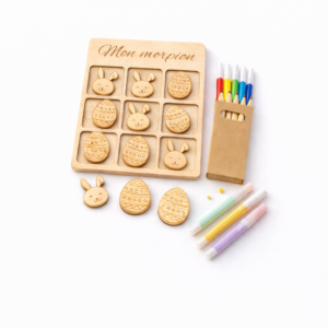 Morpion en bois à colorier – Spécial Pâques 🐰🥚