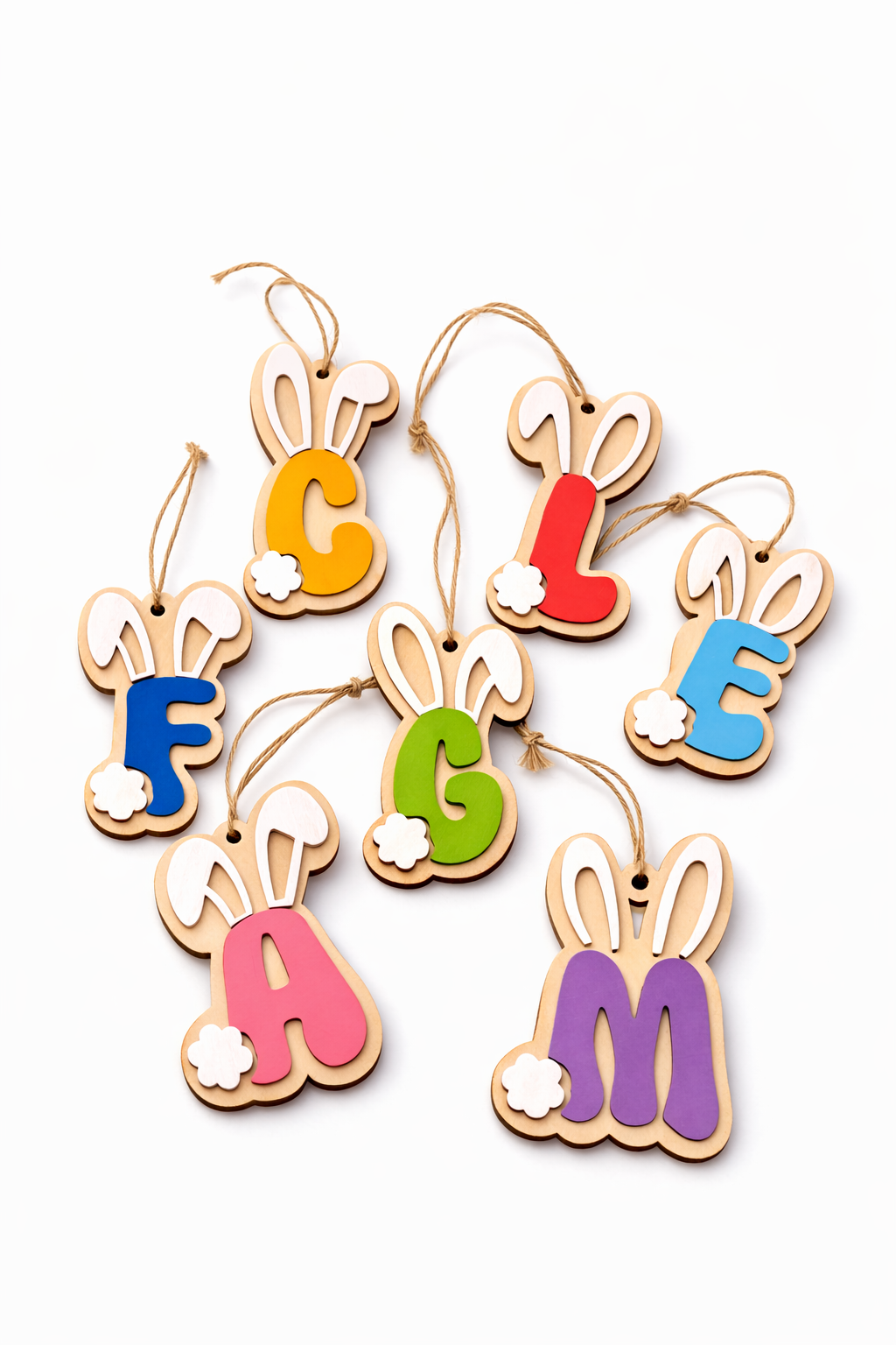 Lettre Lapin en Bois – Suspension pour Arbre de Pâques Personnalisée