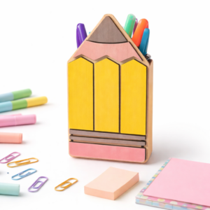 Pot à crayons en bois personnalisé – Design crayon ✏️