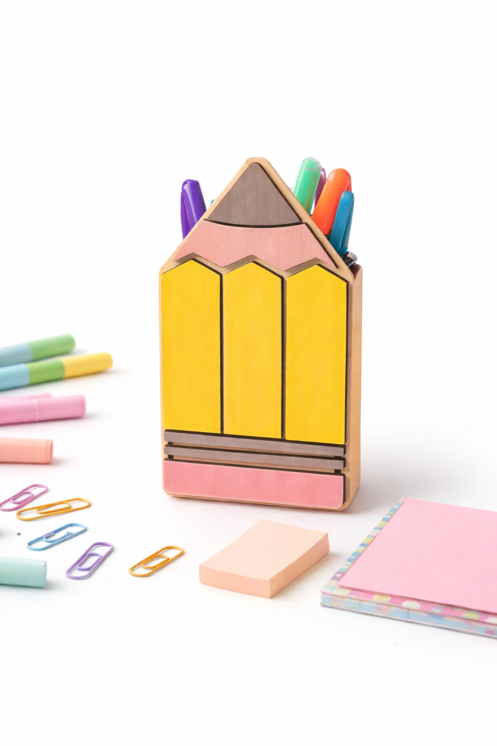 Pot à crayons en bois personnalisé – Design crayon ✏️