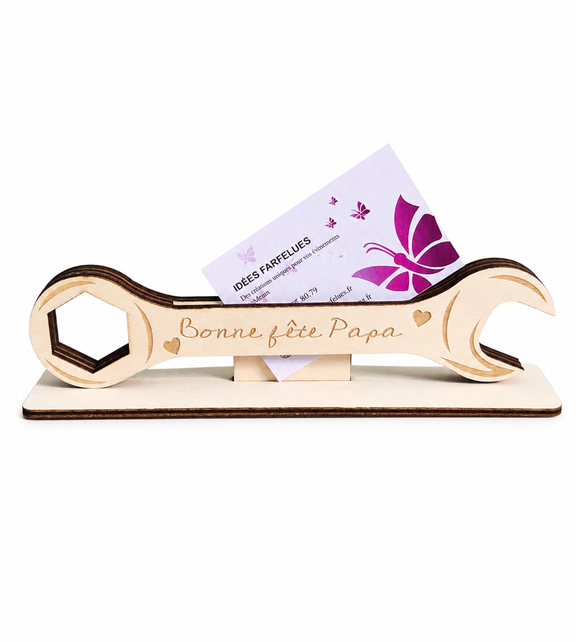 Support carte cadeau en bois – Bonne fête Papa