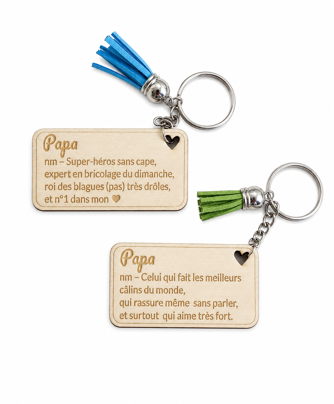 Porte-clé Papa personnalisé en bois gravé – Cadeau fête des pères