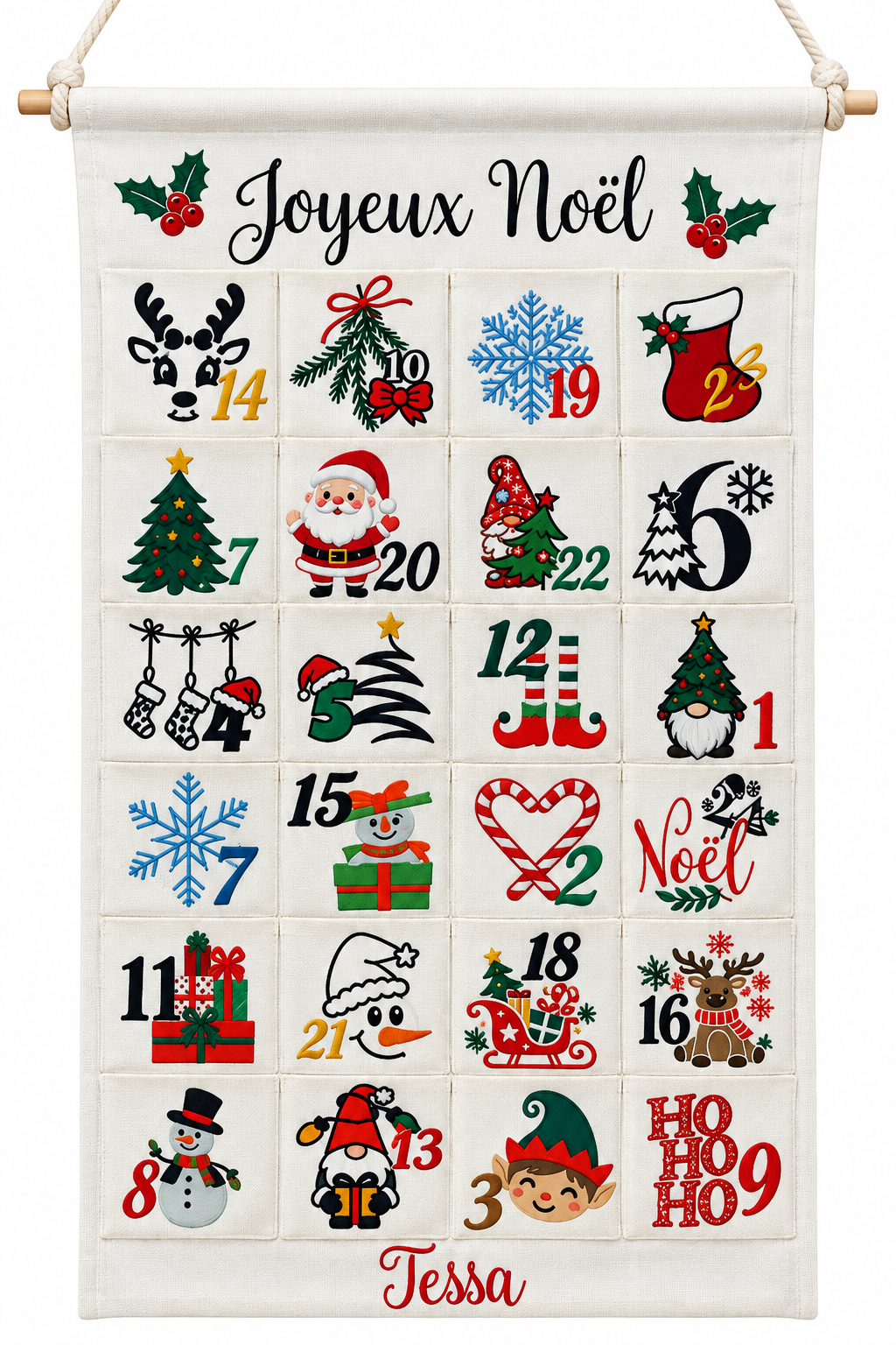 🎄✨ CALENDRIER DE L’AVENT PERSONNALISÉ – JOYEUX NOËL ✨🎄